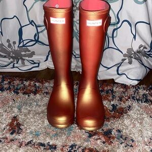 brand new hunter rain boots size six girls rhythmic pink